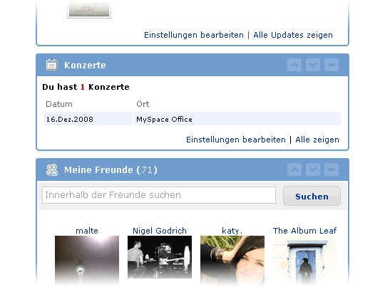 Deine Live Termine auf deinem Profil