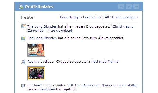 In den Profil updates wird deinen Freunden angezeigt, wenn du neue Fotos hochgeladen hast
