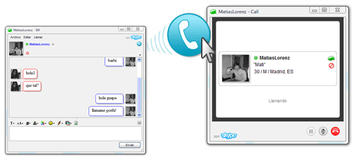 Making a call with MySpaceIM with Skype